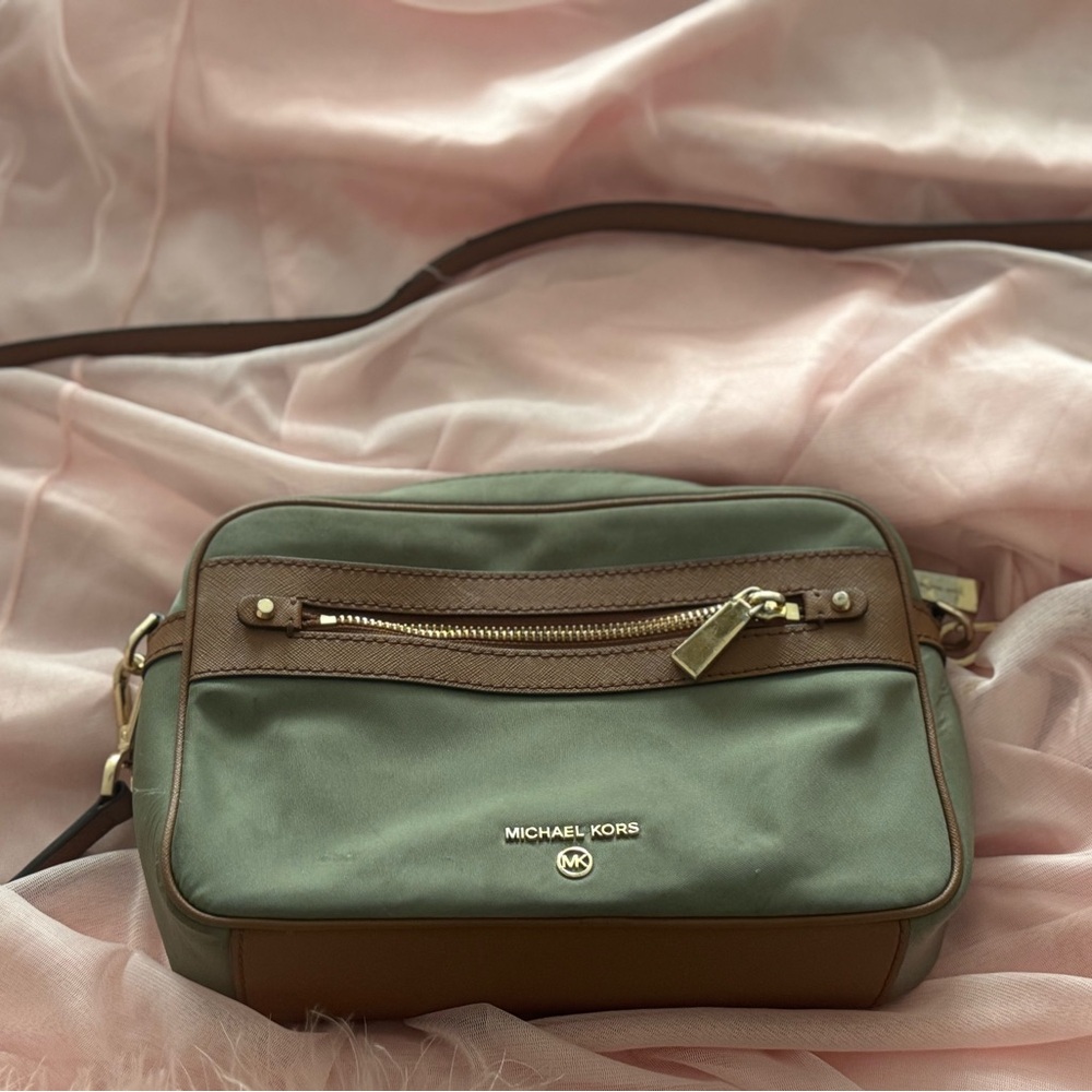 Michael Kors Olive and Chestnut Crossbody Bag